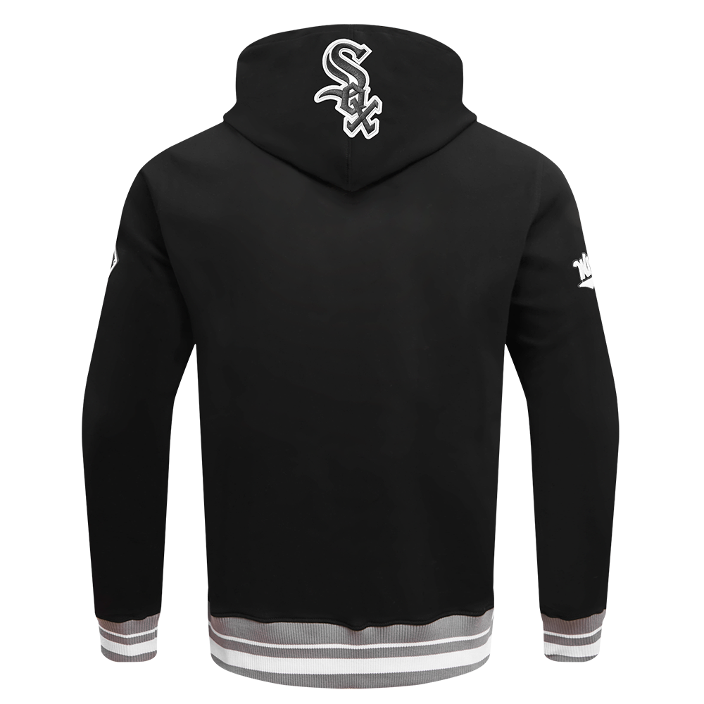MLB CHICAGO WHITE SOX SCRIPT TAIL MEN'S RIB FLC PO HOODIE (BLACK/GRAY)