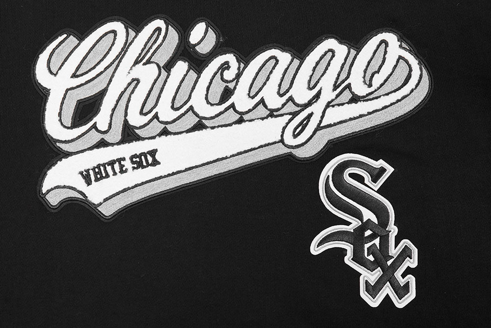 MLB CHICAGO WHITE SOX SCRIPT TAIL MEN'S RIB FLC PO HOODIE (BLACK/GRAY)