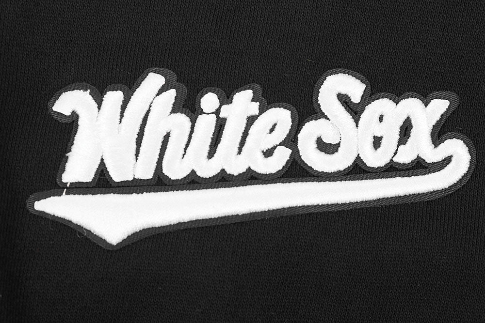 MLB CHICAGO WHITE SOX SCRIPT TAIL MEN'S RIB FLC PO HOODIE (BLACK/GRAY)