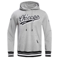 MLB CHICAGO WHITE SOX SCRIPT TAIL MEN'S RIB FLC PO HOODIE (HEATHER GRAY/BLACK)