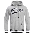 MLB CHICAGO WHITE SOX SCRIPT TAIL MEN'S RIB FLC PO HOODIE (HEATHER GRAY/BLACK)