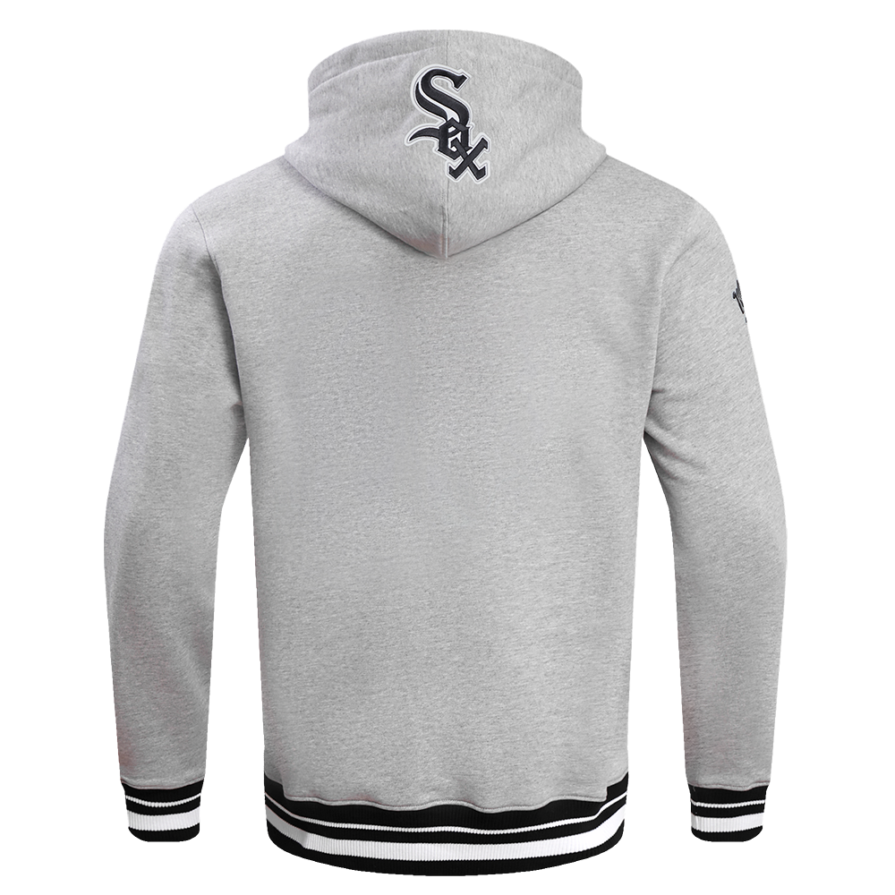 MLB CHICAGO WHITE SOX SCRIPT TAIL MEN'S RIB FLC PO HOODIE (HEATHER GRAY/BLACK)