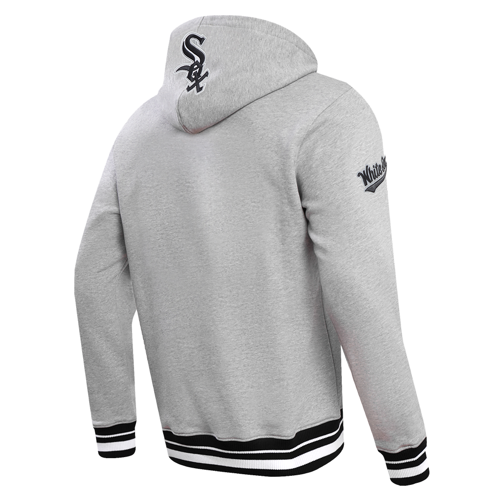 MLB CHICAGO WHITE SOX SCRIPT TAIL MEN'S RIB FLC PO HOODIE (HEATHER GRAY/BLACK)