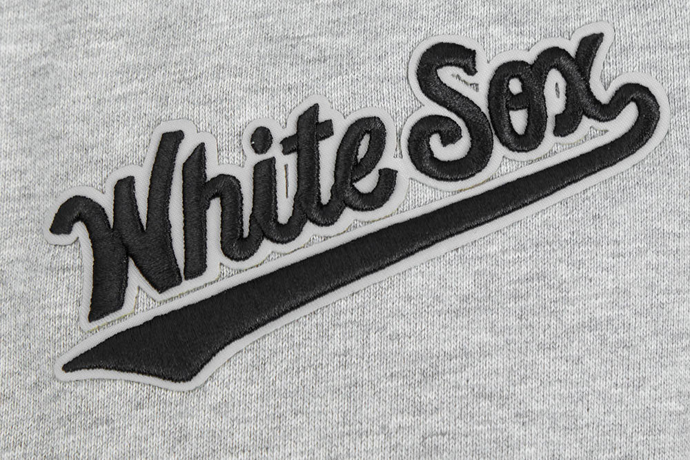 MLB CHICAGO WHITE SOX SCRIPT TAIL MEN'S RIB FLC PO HOODIE (HEATHER GRAY/BLACK)