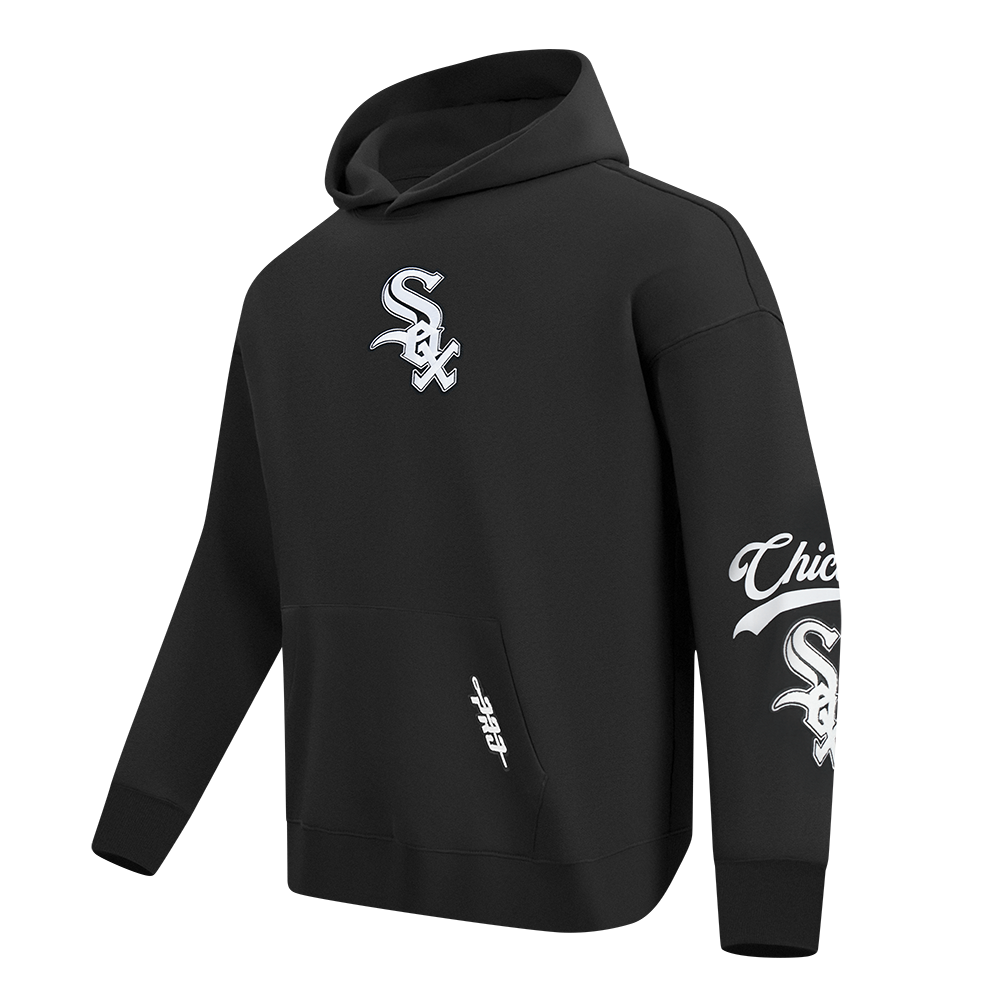 MLB CHICAGO WHITE SOX LIVING LARGE CHANDAIL À CAPUCHON EN MOLLETON À ÉPAULES TOMBANTES POUR HOMME (NOIR)