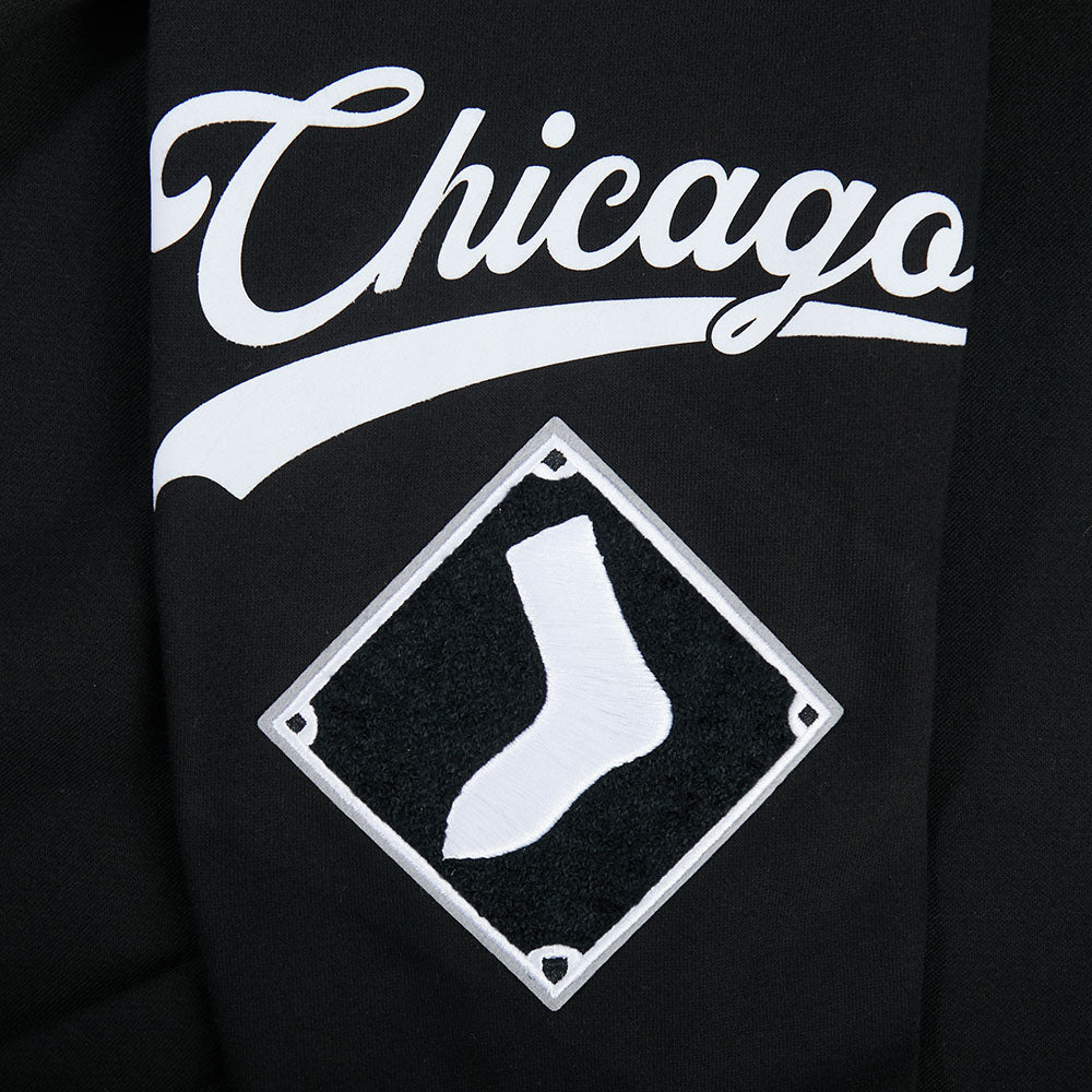 MLB CHICAGO WHITE SOX LIVING LARGE CHANDAIL À CAPUCHON EN MOLLETON À ÉPAULES TOMBANTES POUR HOMME (NOIR)