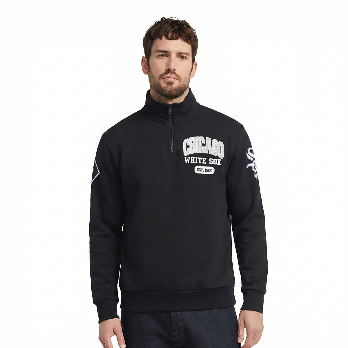 MLB CHICAGO WHITE SOX CITY ARCH MEN'S FLC 1/4 ZIP (BLACK)