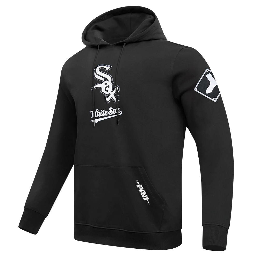 MLB CHICAGO WHITE SOX CLASSIC CHENILLE CHANDAIL À CAPUCHON EN MAILLE DOUBLE POUR HOMME (NOIR)