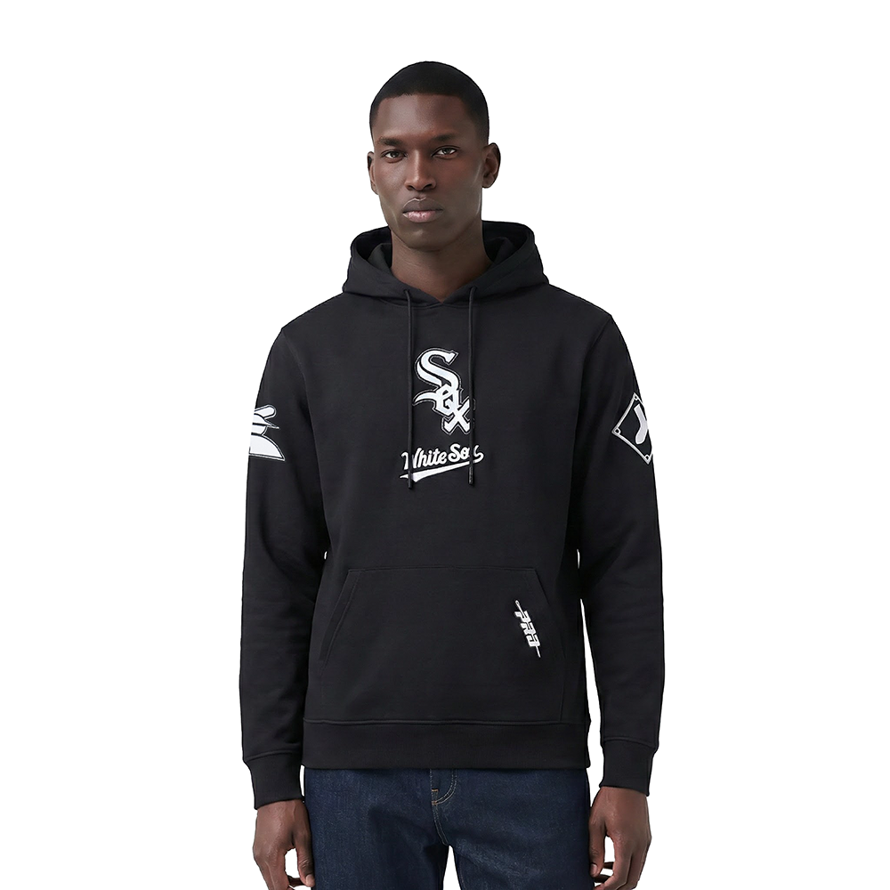 MLB CHICAGO WHITE SOX CLASSIC CHENILLE CHANDAIL À CAPUCHON EN MAILLE DOUBLE POUR HOMME (NOIR)