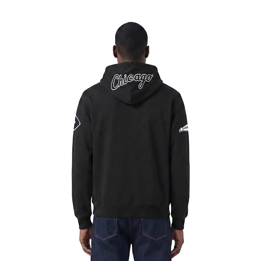 MLB CHICAGO WHITE SOX CLASSIC CHENILLE CHANDAIL À CAPUCHON EN MAILLE DOUBLE POUR HOMME (NOIR)