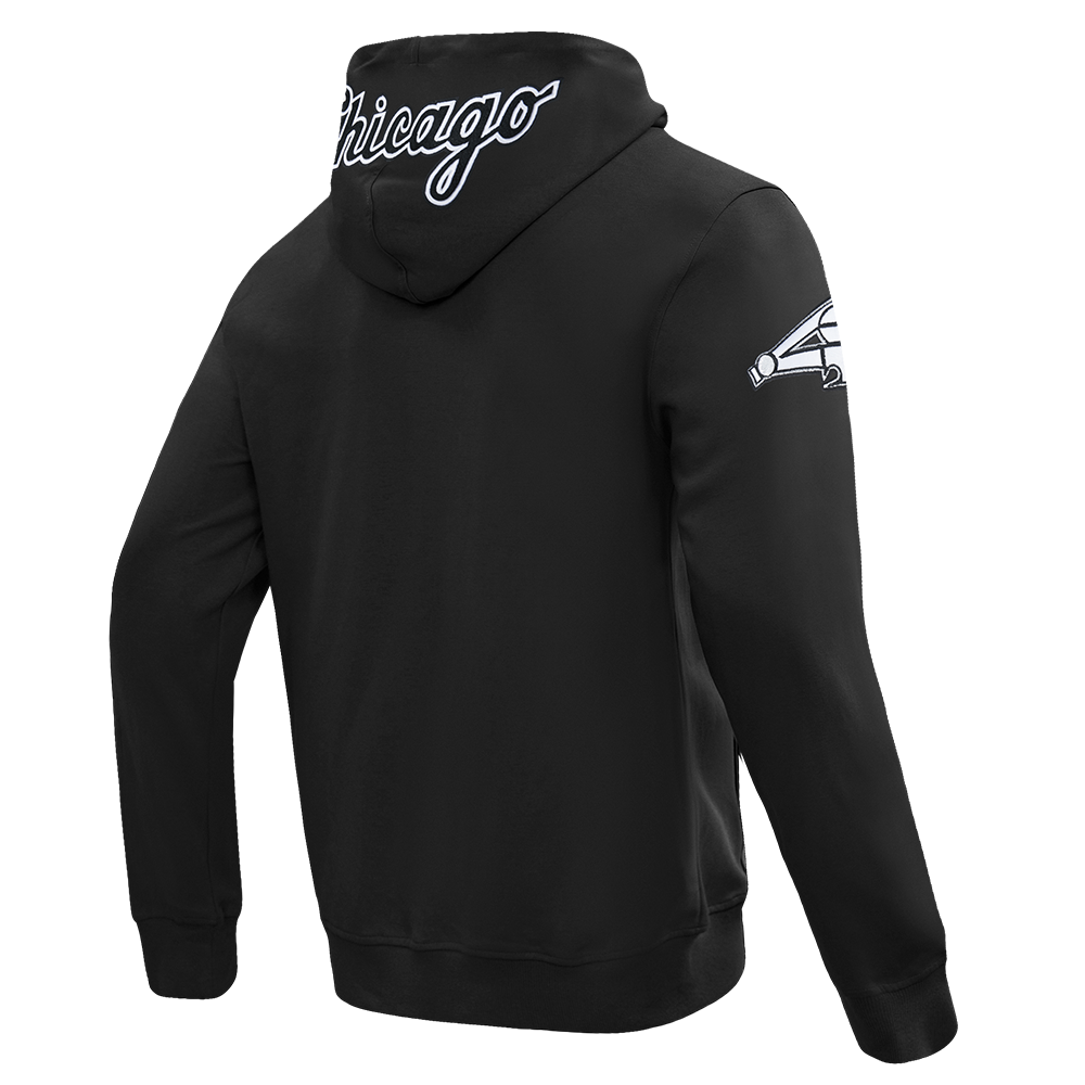 MLB CHICAGO WHITE SOX CLASSIC CHENILLE CHANDAIL À CAPUCHON EN MAILLE DOUBLE À GLISSIÈRE POUR HOMME (NOIR)