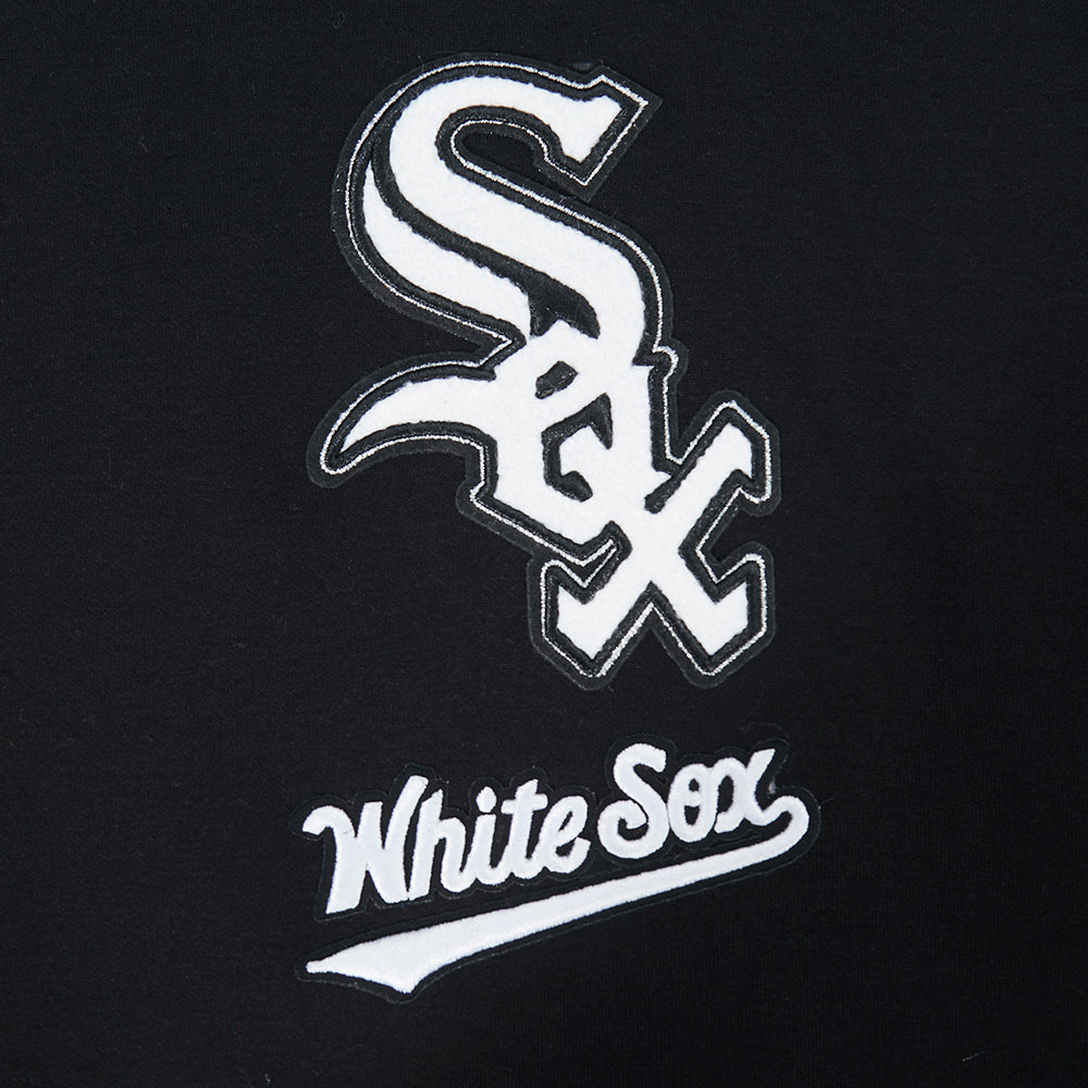MLB CHICAGO WHITE SOX CLASSIC CHENILLE CHANDAIL À CAPUCHON EN MAILLE DOUBLE À GLISSIÈRE POUR HOMME (NOIR)