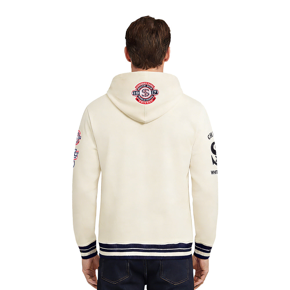 MLB CHICAGO WHITE SOX RETRO CLASSICS MEN'S RIB FLC PO HOODIE (EGGSHELL/ BLACK)