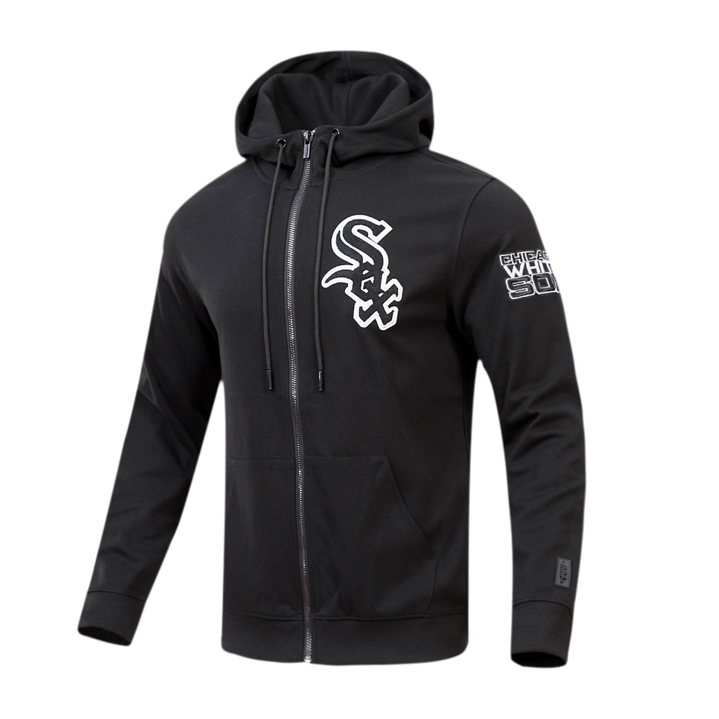 MLB CHICAGO WHITE SOX CLASSIC CHENILLE MEN'S  FULL ZIP PULLOVER HOODIE (BLACK)