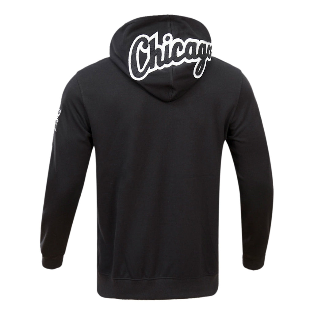 MLB CHICAGO WHITE SOX CLASSIC CHENILLE MEN'S  FULL ZIP PULLOVER HOODIE (BLACK)