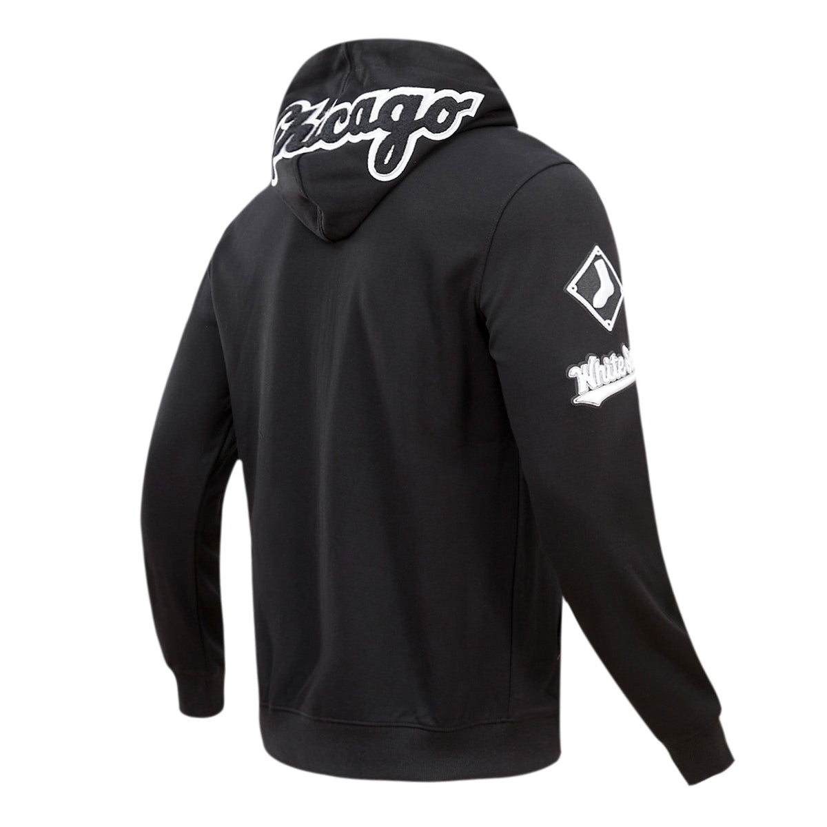 MLB CHICAGO WHITE SOX CLASSIC CHENILLE MEN'S  FULL ZIP PULLOVER HOODIE (BLACK)