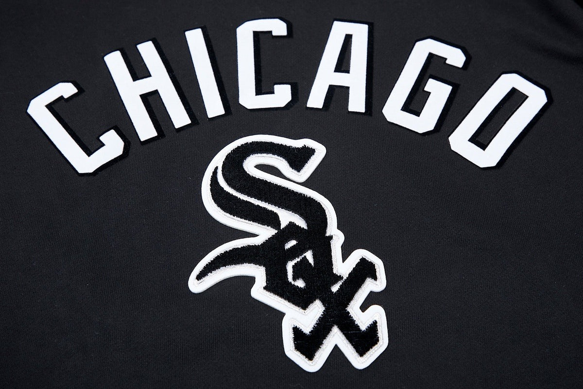 MLB CHICAGO WHITE SOX CLASSIC CHENILLE MEN'S  FULL ZIP PULLOVER HOODIE (BLACK)