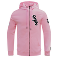 MLB CHICAGO WHITE SOX CLASSIC CHENILLE MEN'S FULL ZIP PULLOVER HOODIE (PINK)