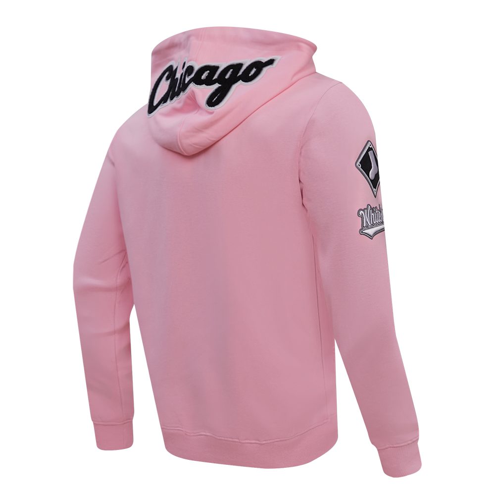 MLB CHICAGO WHITE SOX CLASSIC CHENILLE MEN'S FULL ZIP PULLOVER HOODIE (PINK)