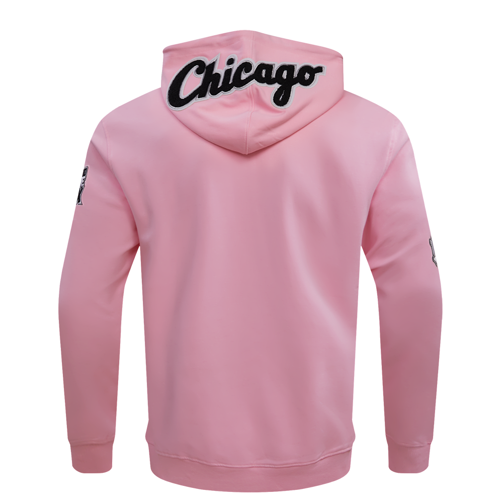 MLB CHICAGO WHITE SOX CLASSIC CHENILLE MEN'S FULL ZIP PULLOVER HOODIE (PINK)