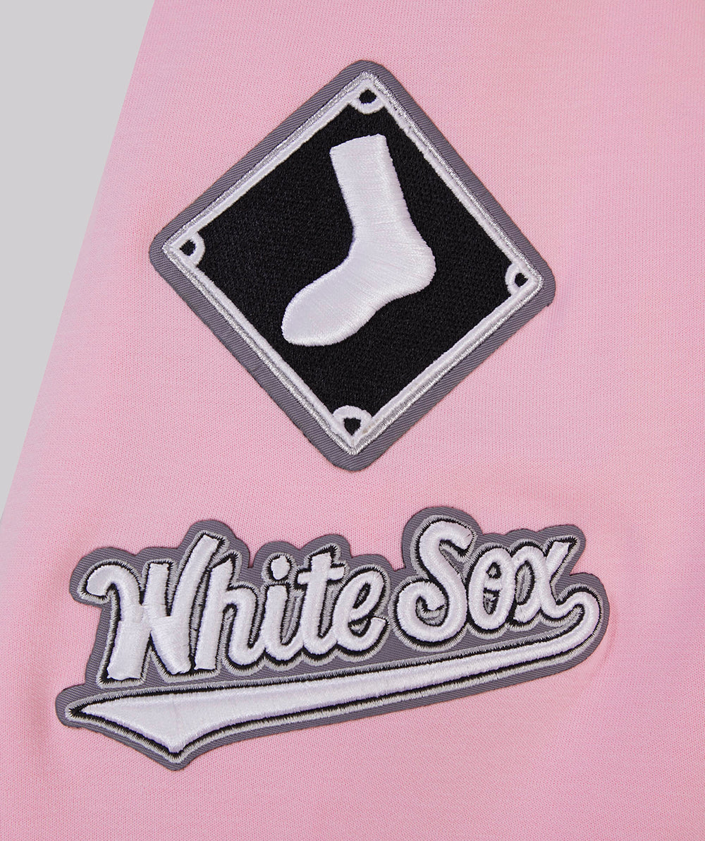 MLB CHICAGO WHITE SOX CLASSIC CHENILLE MEN'S FULL ZIP PULLOVER HOODIE (PINK)