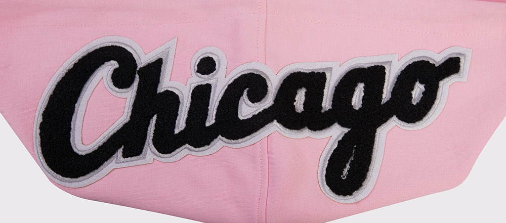 MLB CHICAGO WHITE SOX CLASSIC CHENILLE MEN'S FULL ZIP PULLOVER HOODIE (PINK)