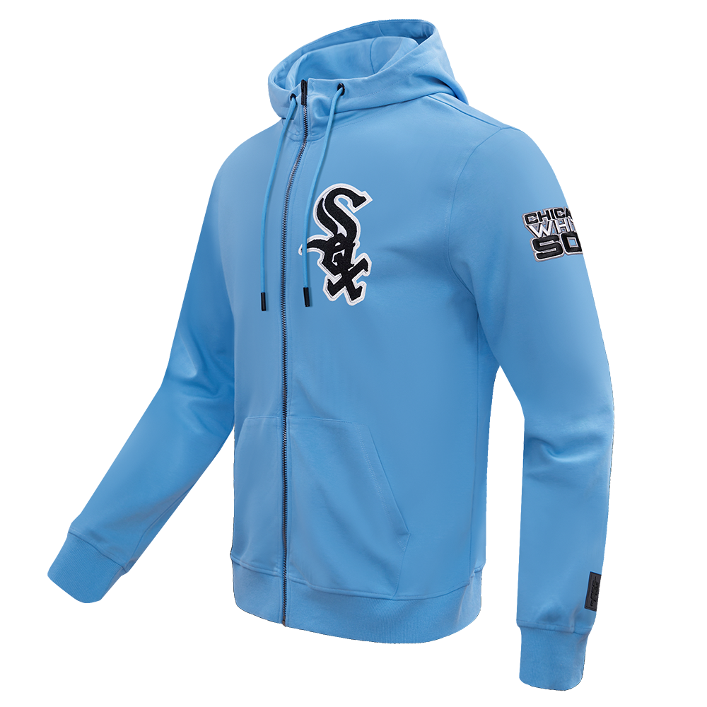 MLB CHICAGO WHITE SOX CLASSIC CHENILLE MEN'S FULL ZIP PULLOVER HOODIE (UNIVERSITY BLUE)