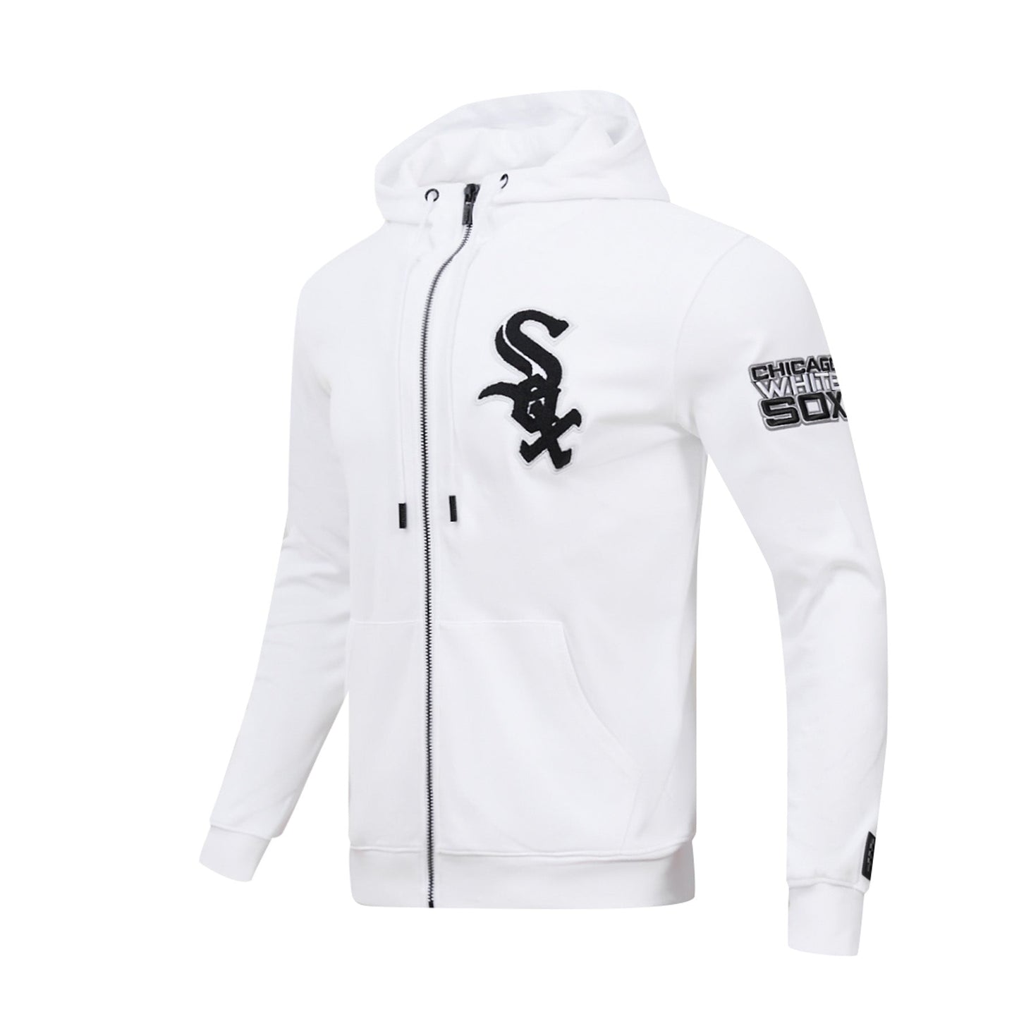 MLB CHICAGO WHITE SOX CLASSIC CHENILLE MEN'S FULL ZIP PULLOVER HOODIE (WHITE)