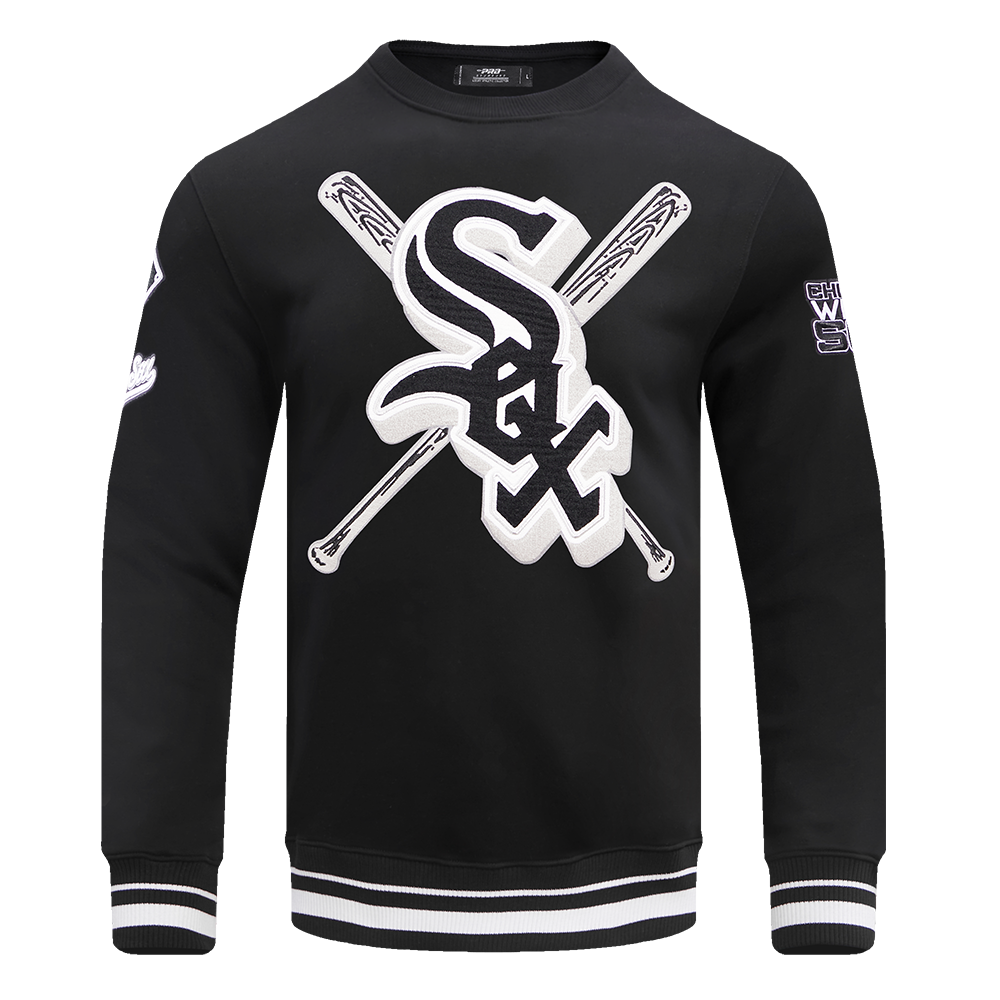 MLB CHICAGO WHITE SOX MASH UP MEN'S RIB FLC CREWNECK (BLACK/GRAY)