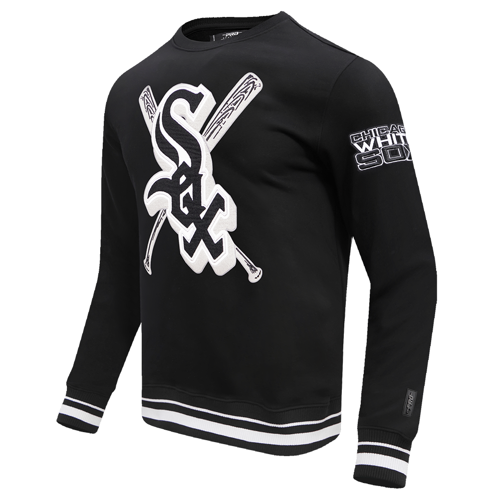 MLB CHICAGO WHITE SOX MASH UP MEN'S RIB FLC CREWNECK (BLACK/GRAY)