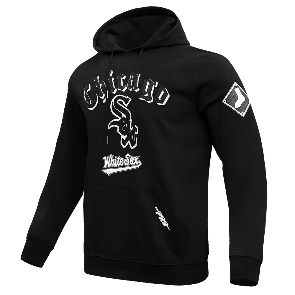 MLB CHICAGO WHITE SOX OLD ENGLISH MEN'S PULLOVER HOODIE (BLACK)