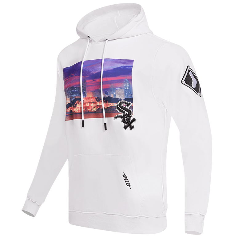 MLB CHICAGO WHITE SOX CITY SCAPE MEN'S PULLOVER HOODIE (WHITE)