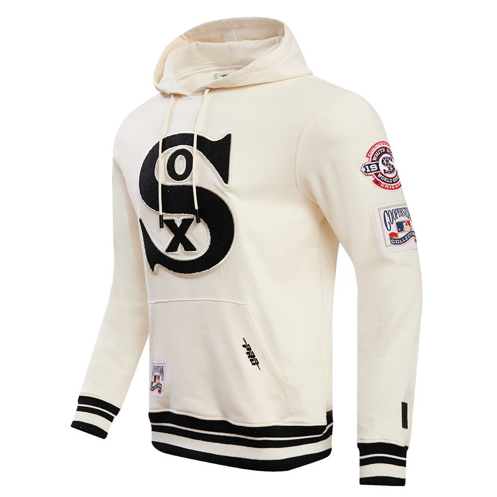 MLB CHICAGO WHITE SOX RETRO CLASSIC MEN'S PULLOVER HOODIE (EGGSHELL/BLACK)
