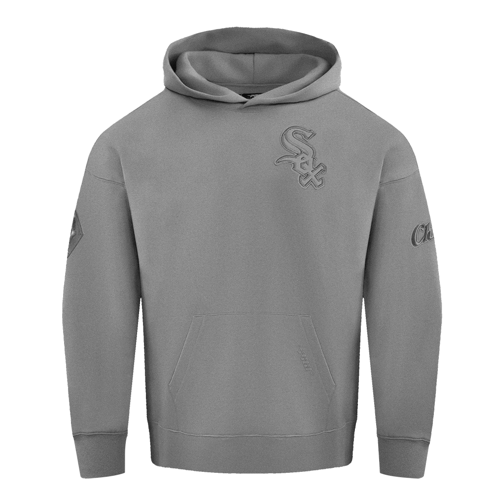 MLB CHICAGO WHITE SOX NEUTRAL CHANDAIL À CAPUCHON EN MOLLETON À ÉPAULES TOMBANTES POUR HOMME (GRIS CHINÉ FONCÉ)