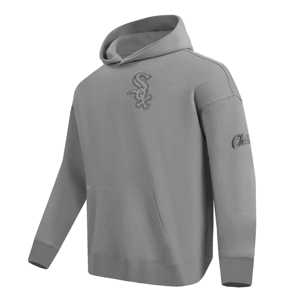 MLB CHICAGO WHITE SOX NEUTRAL CHANDAIL À CAPUCHON EN MOLLETON À ÉPAULES TOMBANTES POUR HOMME (GRIS CHINÉ FONCÉ)