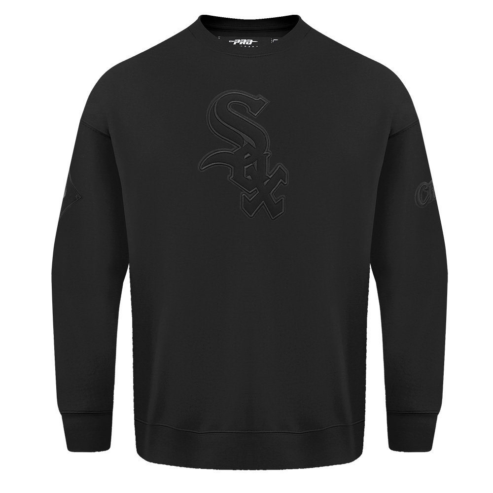 MLB CHICAGO WHITE SOX NEUTRAL MEN'S  DROP SHOULDER FLC CREWNECK (BLACK)