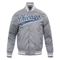 MLB CHICAGO WHITE SOX SCRIPT TAIL BLOUSON EN SATIN POUR HOMME (GRIS)