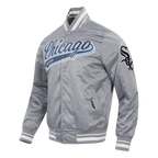 MLB CHICAGO WHITE SOX SCRIPT TAIL BLOUSON EN SATIN POUR HOMME (GRIS)