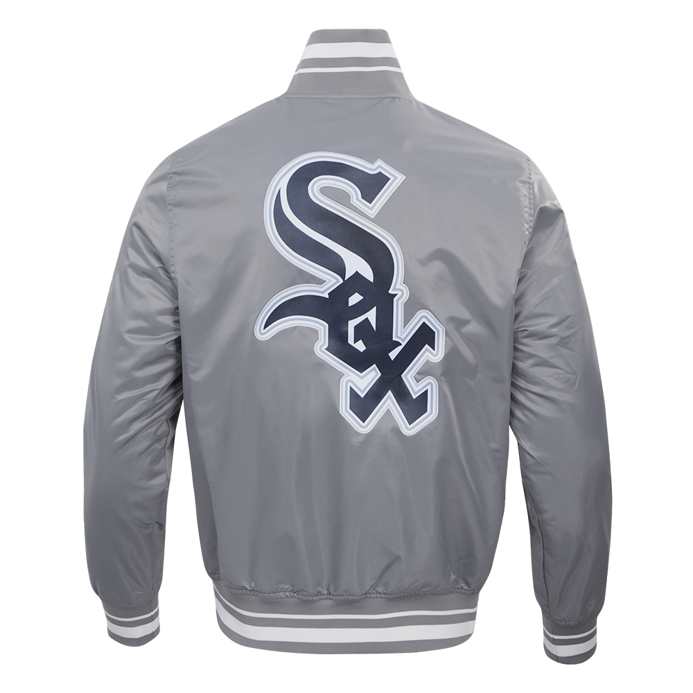MLB CHICAGO WHITE SOX SCRIPT TAIL BLOUSON EN SATIN POUR HOMME (GRIS)