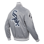 MLB CHICAGO WHITE SOX SCRIPT TAIL BLOUSON EN SATIN POUR HOMME (GRIS)