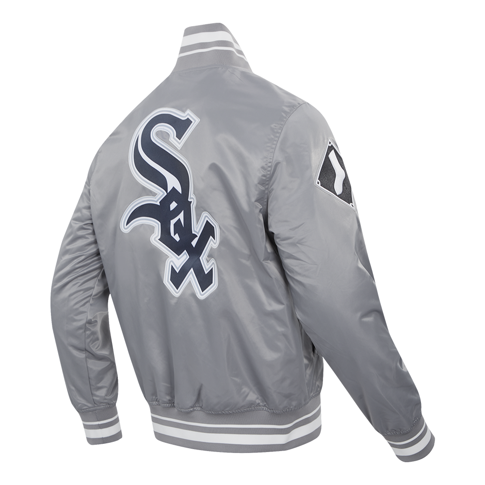 MLB CHICAGO WHITE SOX SCRIPT TAIL BLOUSON EN SATIN POUR HOMME (GRIS)