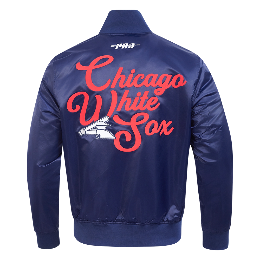 MLB CHICAGO WHITE SOX SOUVENIR BLOUSON EN SATIN POUR HOMME (MARINE)