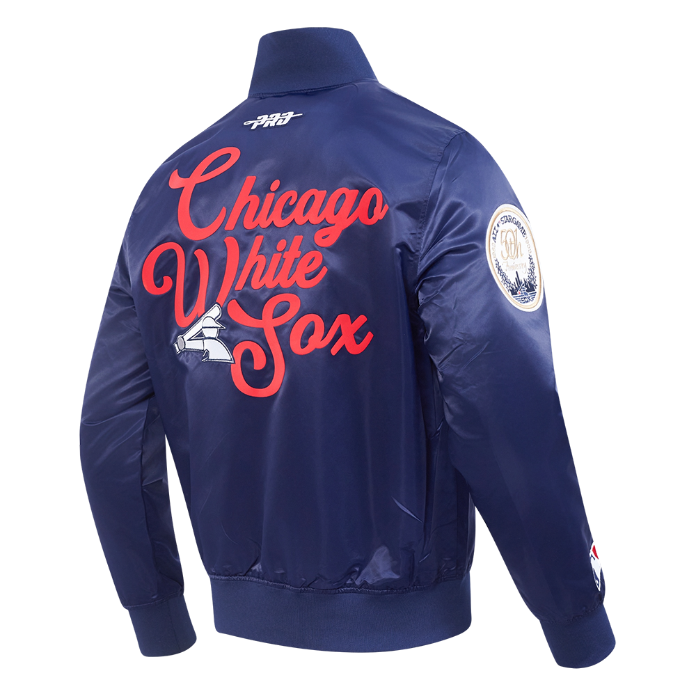 MLB CHICAGO WHITE SOX SOUVENIR BLOUSON EN SATIN POUR HOMME (MARINE)