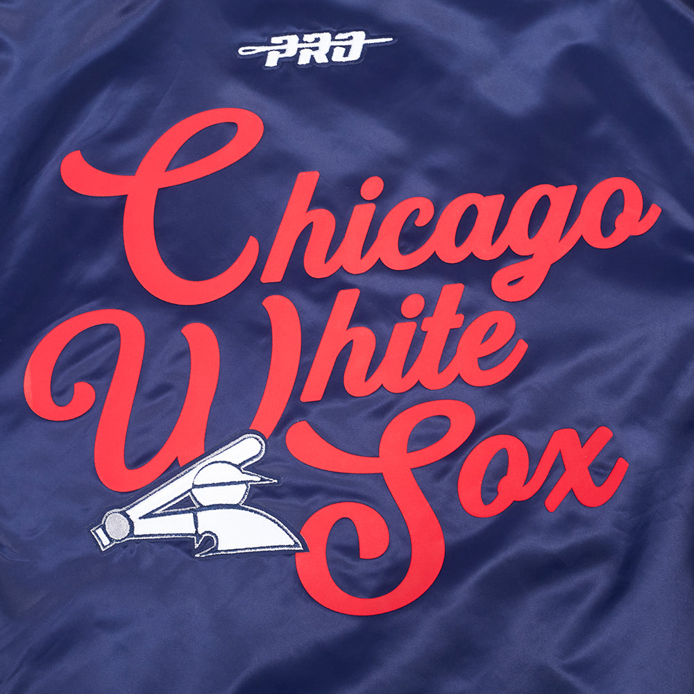 MLB CHICAGO WHITE SOX SOUVENIR BLOUSON EN SATIN POUR HOMME (MARINE)