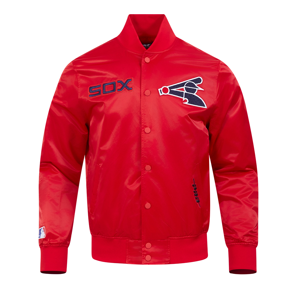 MLB CHICAGO WHITE SOX SOUVENIR BLOUSON EN SATIN POUR HOMME (ROUGE)