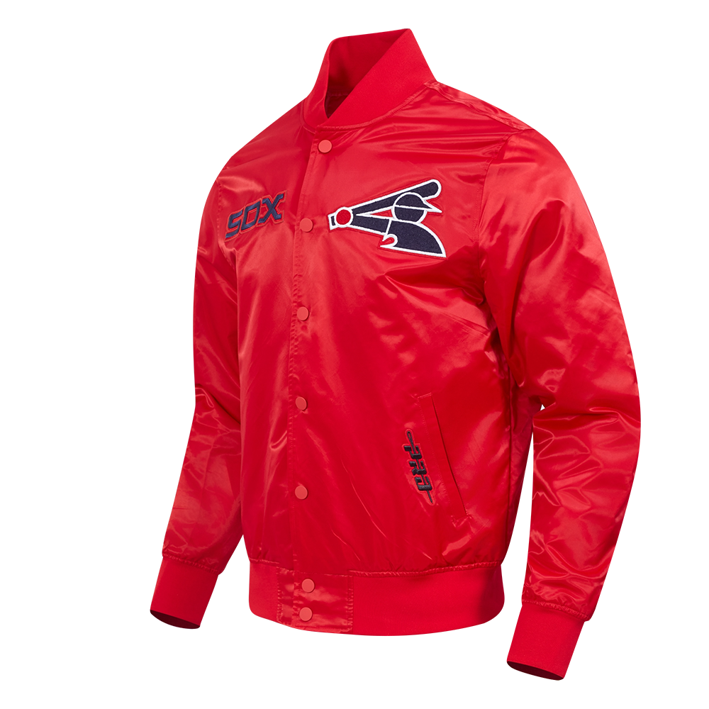 MLB CHICAGO WHITE SOX SOUVENIR BLOUSON EN SATIN POUR HOMME (ROUGE)