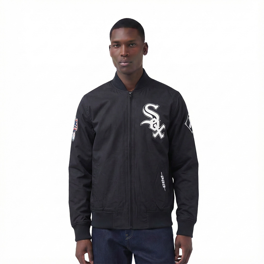 MLB CHICAGO WHITE SOX LIVING LARGE MEN'S TWILL JACKET (BLACK)