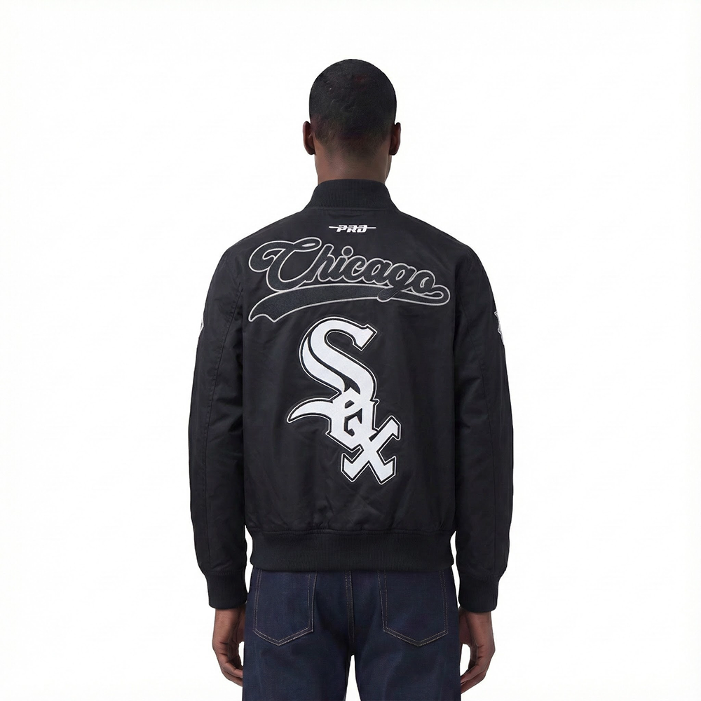 MLB CHICAGO WHITE SOX LIVING LARGE MEN'S TWILL JACKET (BLACK)