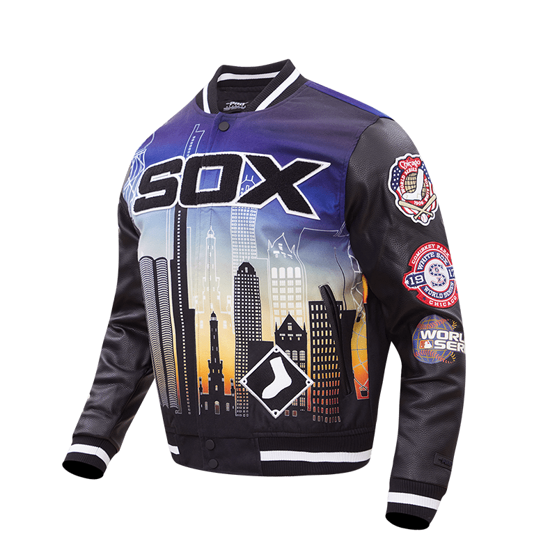 MLB CHICAGO WHITE SOX REMIX VARSITY MEN'S JACKET (BLACK)