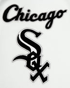 MLB CHICAGO WHITE SOX OLD ENGLISH MEN'S RIB WOOL VARSITY JACKET (HEATHER GREY/WHITE/BLACK)